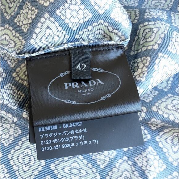 Prada Silk Patterned Long Sleeve Blouse Straight Fit Shirt, size IT 42/US 6 - Picture 4 of 13